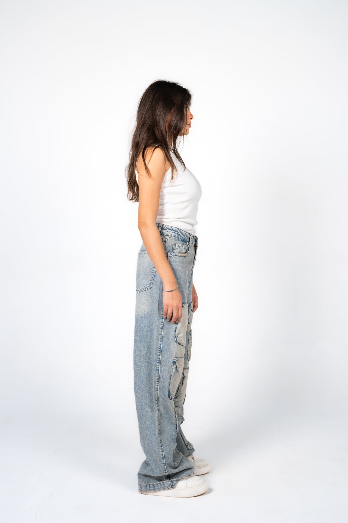 Cargo denim pants