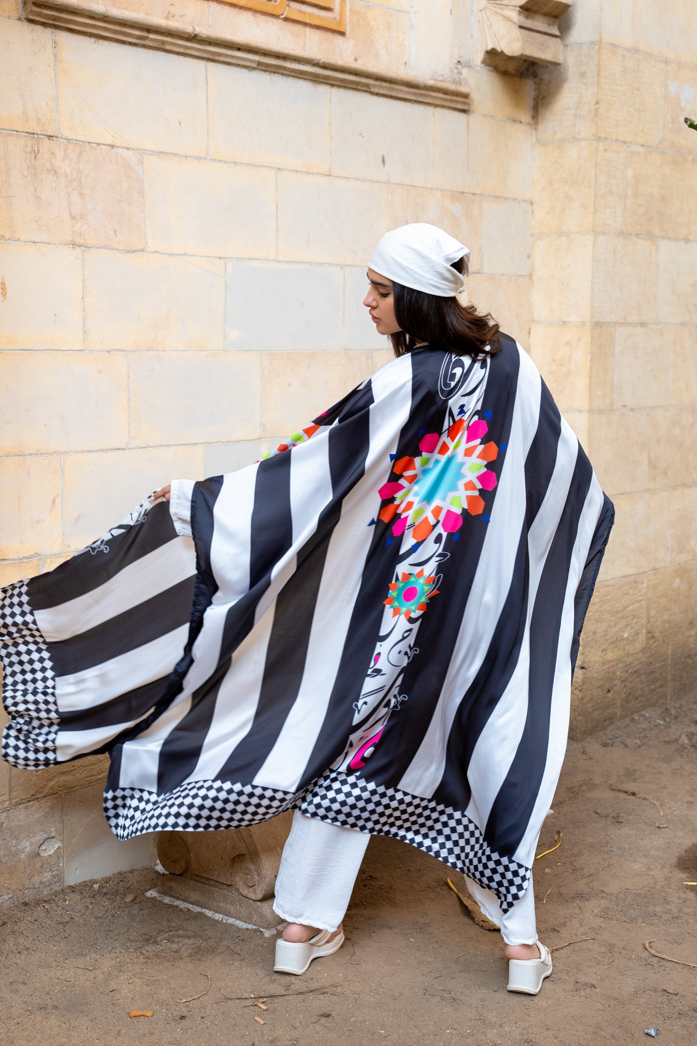 black and white kimono