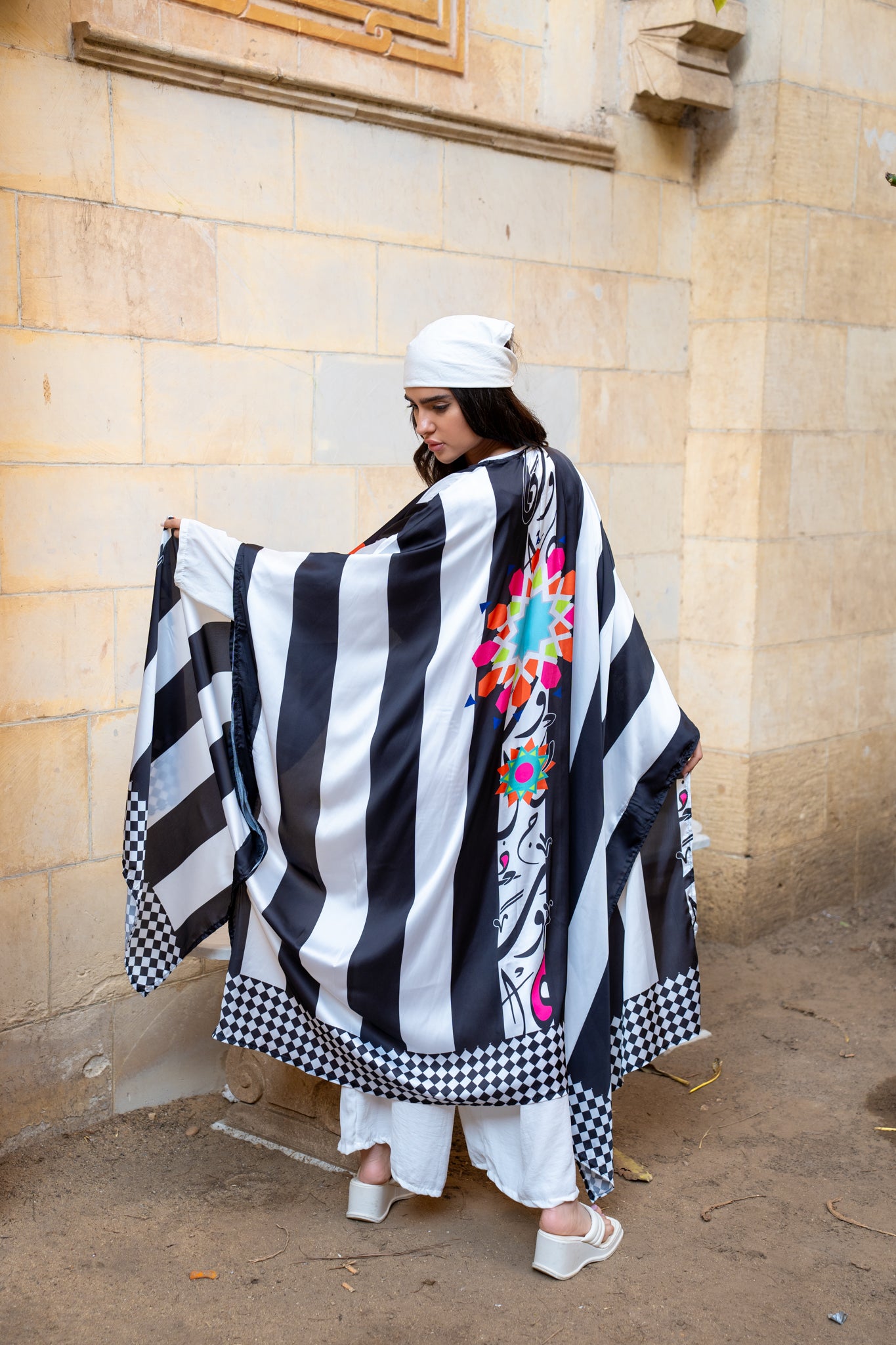 black and white kimono