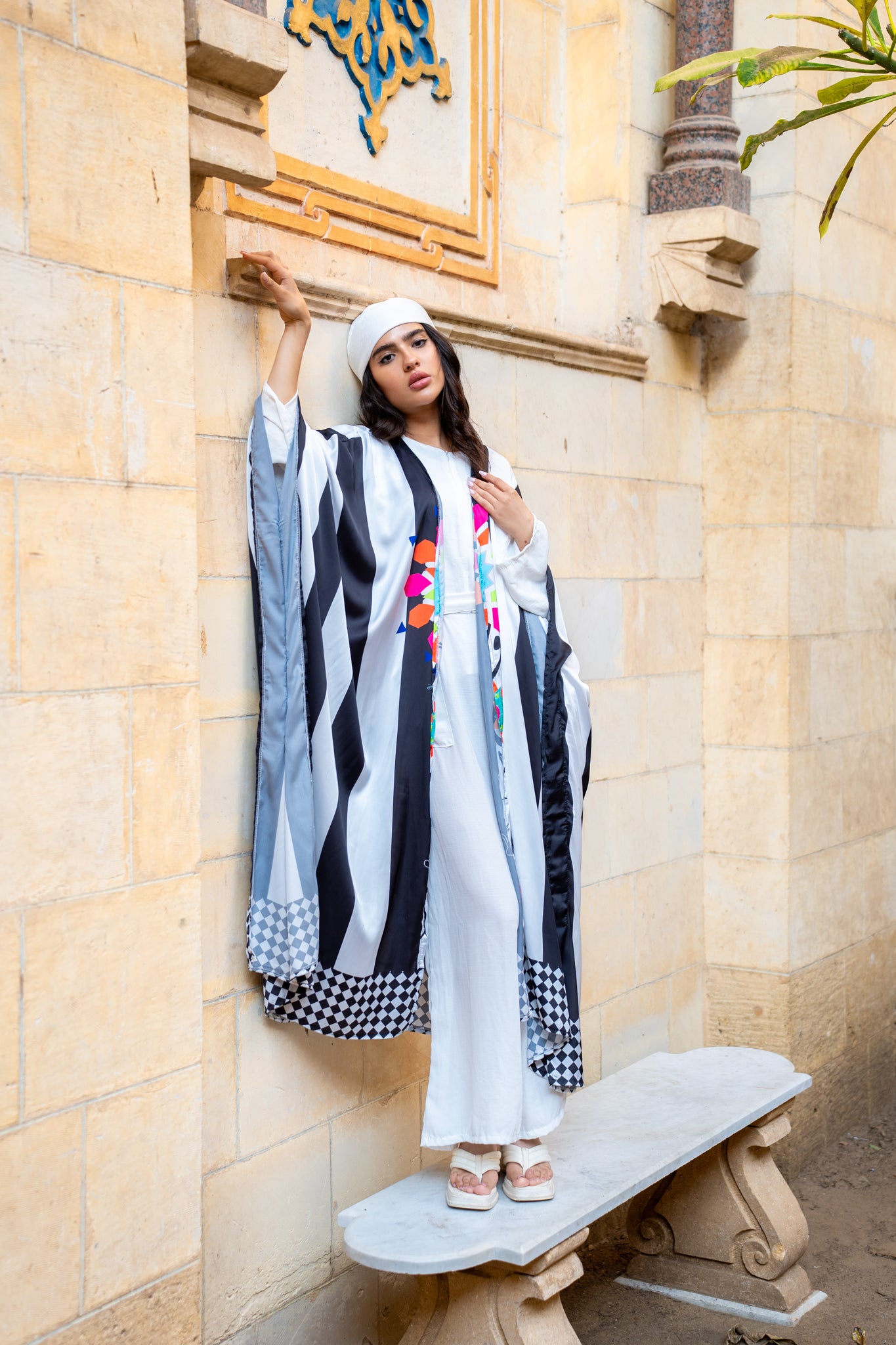 black and white kimono