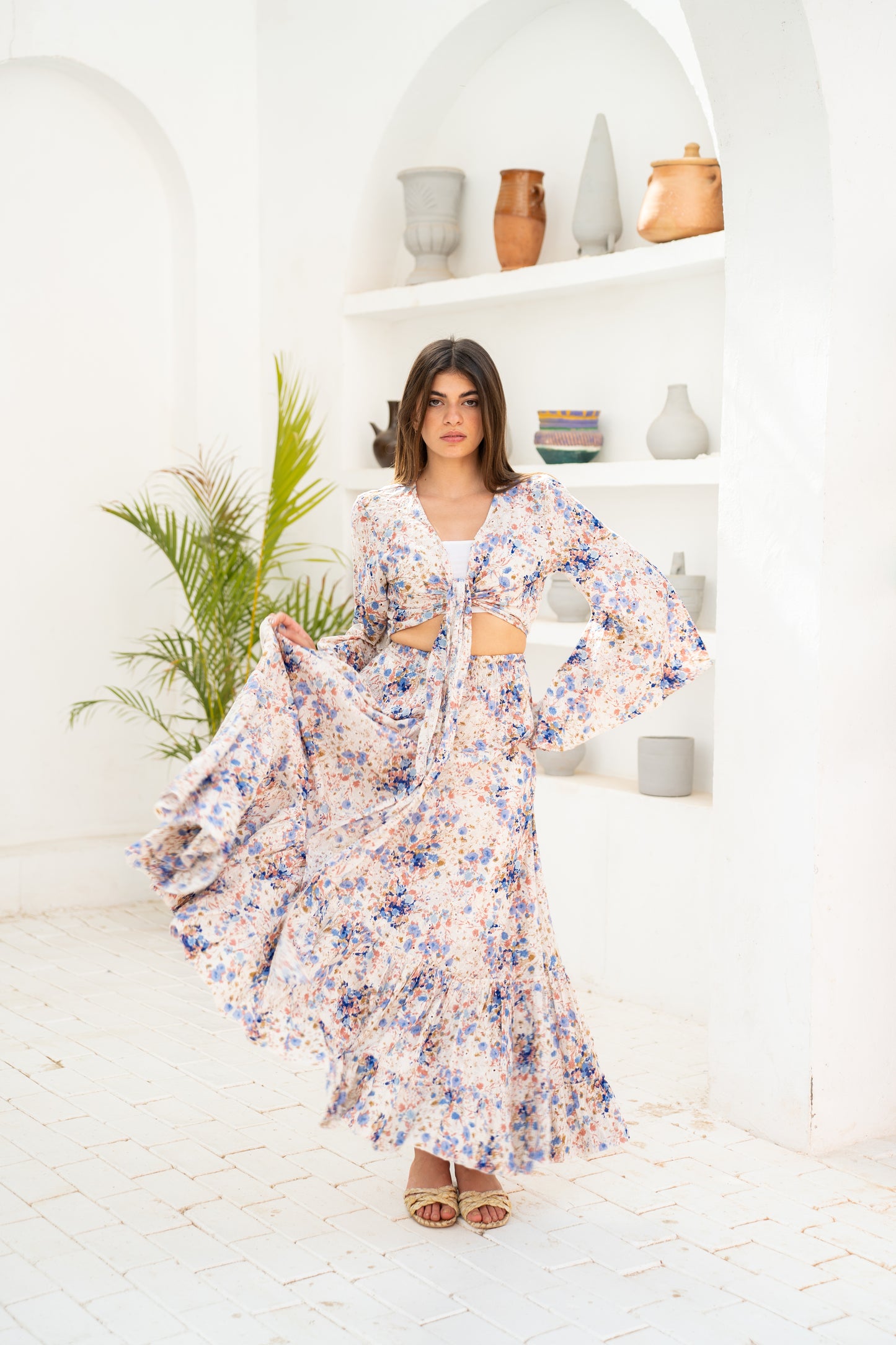 floral Spanish skirt set