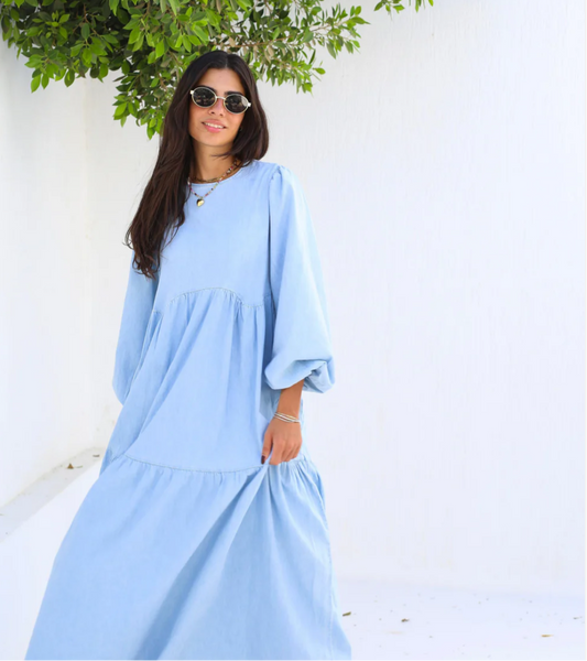 Fluffy denim dress