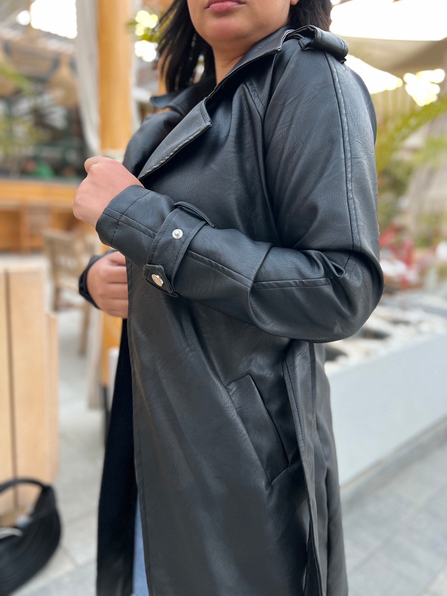 Leather trench coat