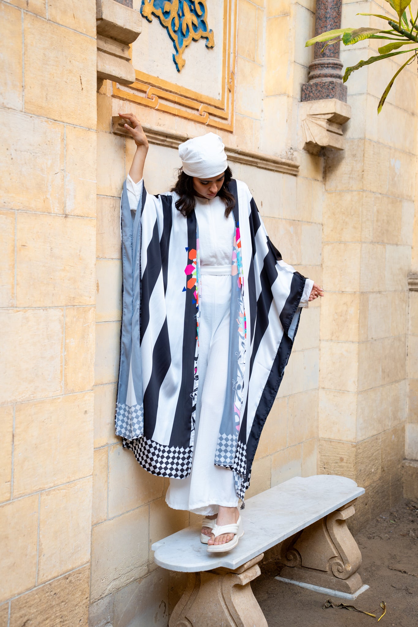 black and white kimono